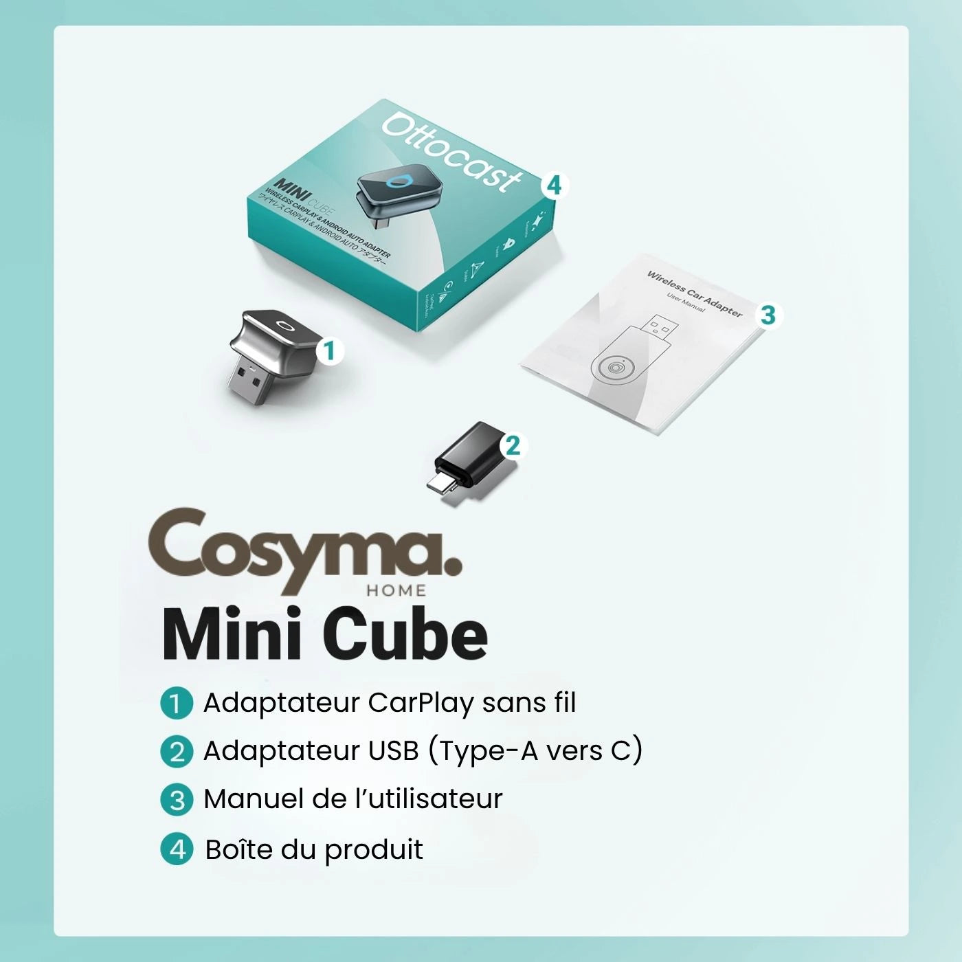 Adaptateur sans fil pour CarPlay et Android Auto