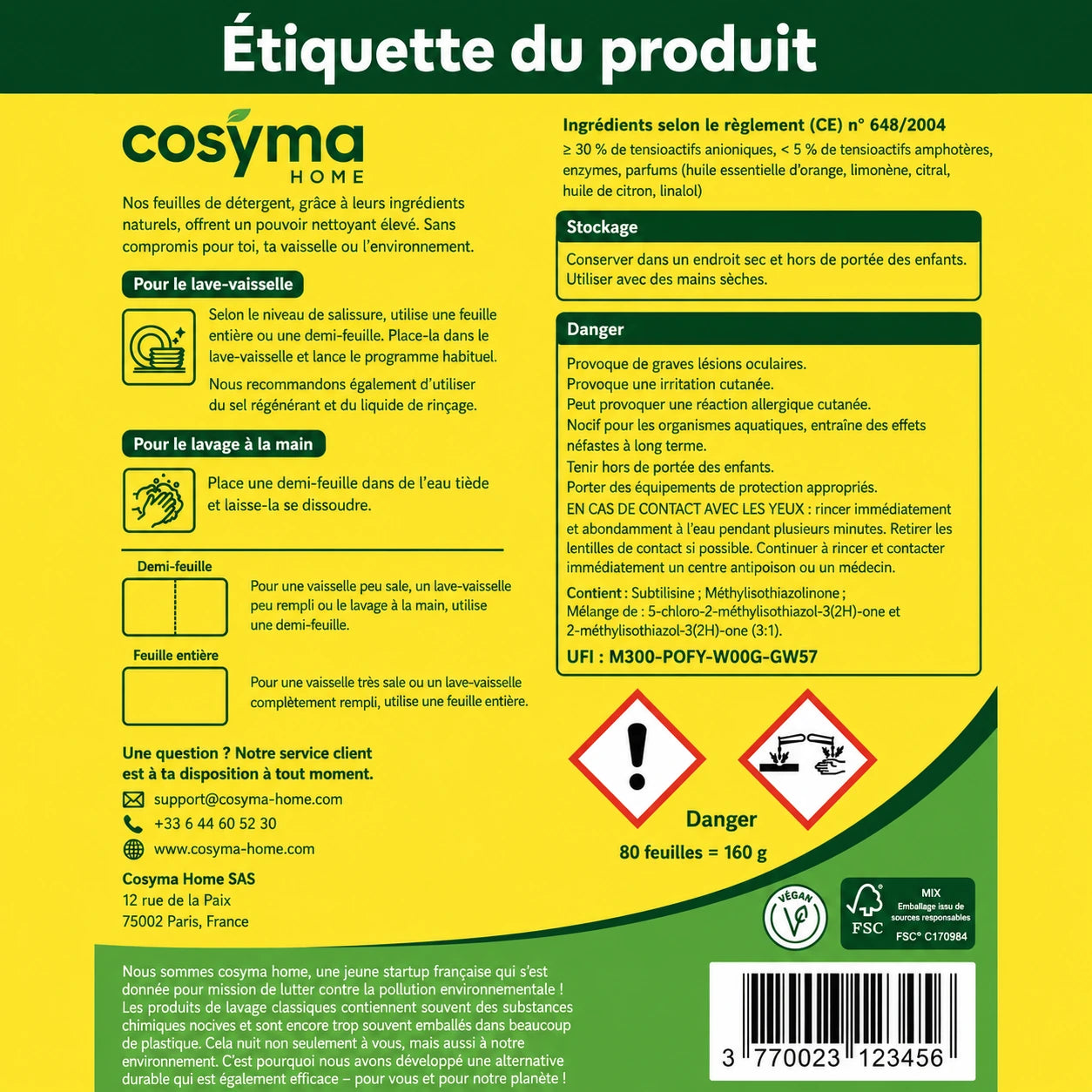 Feuilles de lave-vaisselle écologiques