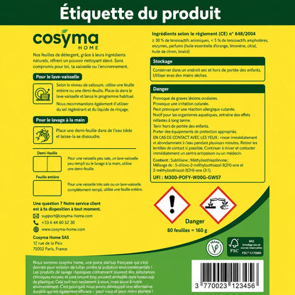 Feuilles de lave-vaisselle écologiques